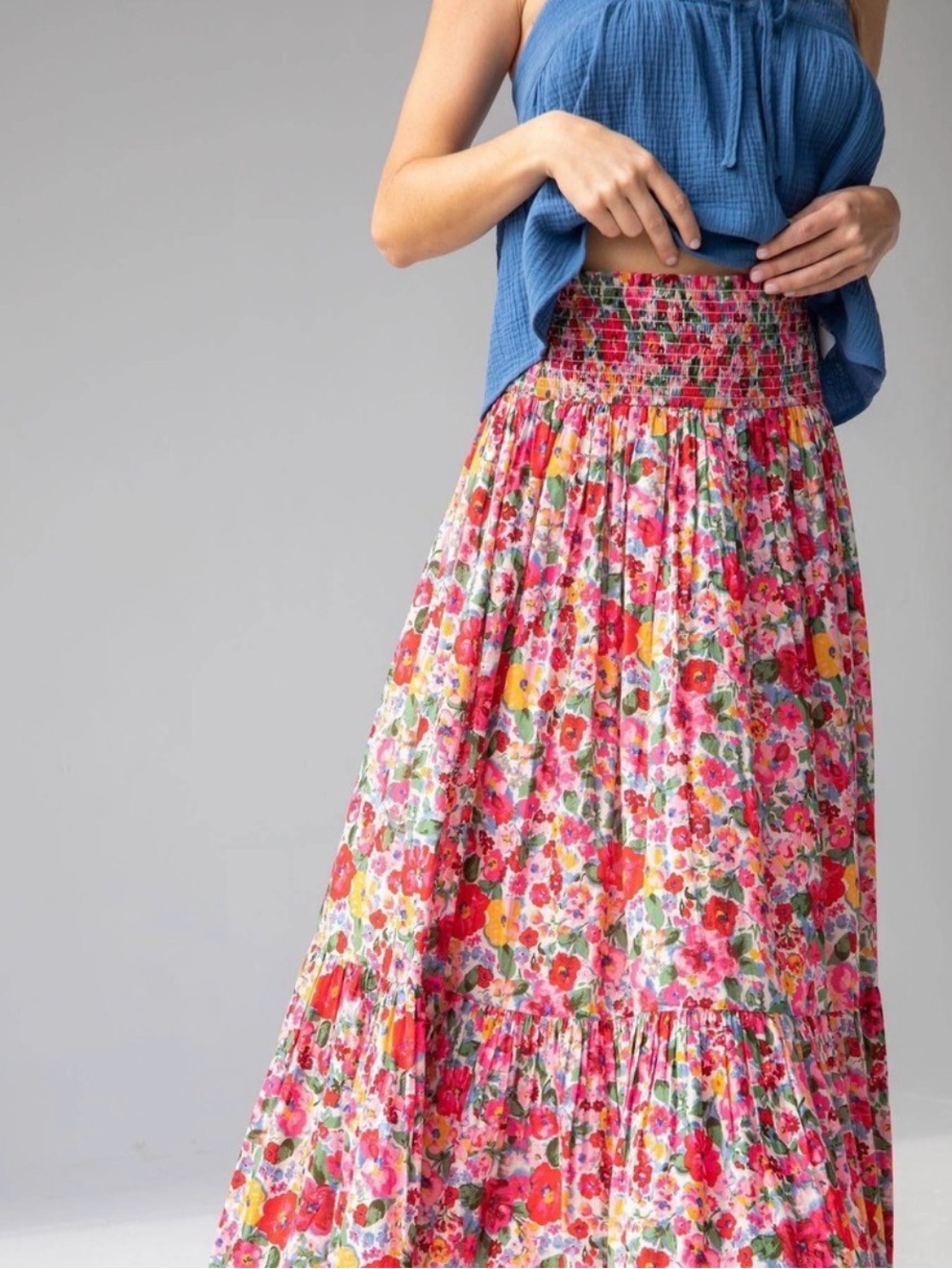 NATURAL LIFE Floral Maxi Skirt - Pink Multi - Picture 2 of 4